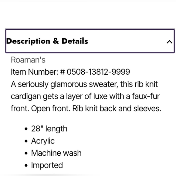 Roaman's Pink Faux Fur Rib Knit Cardigan Jacket Women's 22-24 1X - Picture 14 of 14